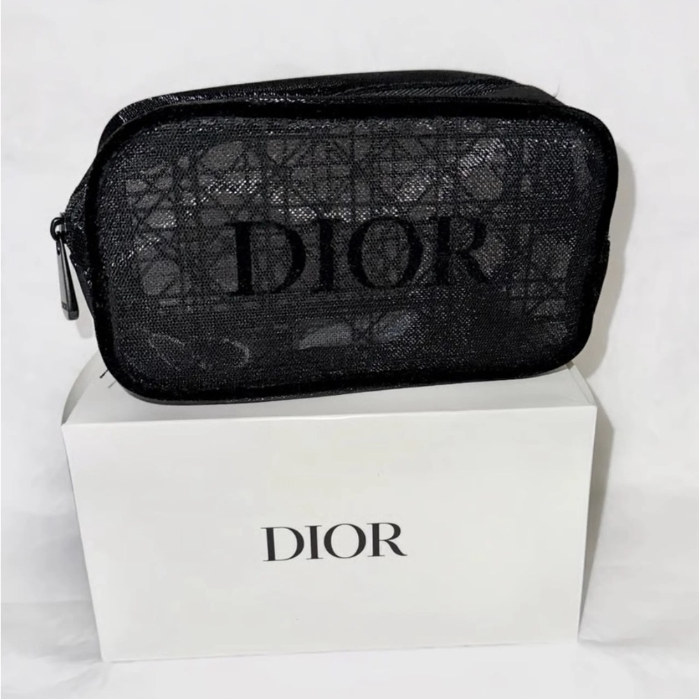 Dior Black Velvet Mesh Travel Pouch - Picture 2 of 2